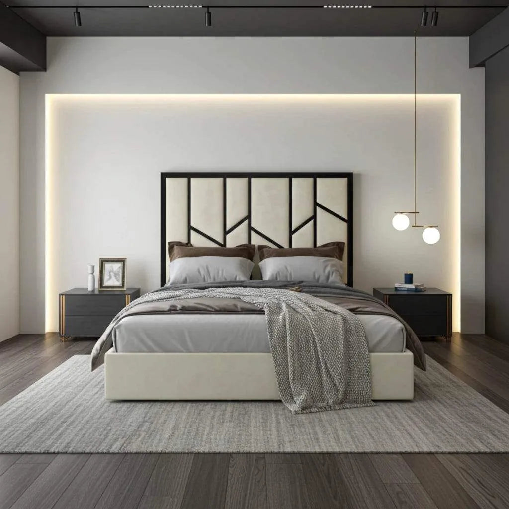Elora Panel-Lined Upholstered Bed Frame – Modern Fabric Bed | UK Beds Direct