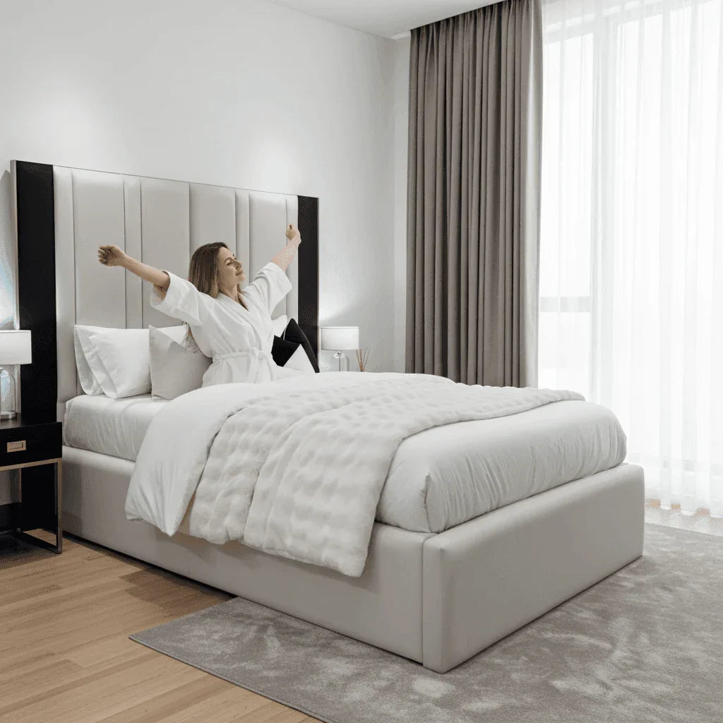 Luna Linear Upholstered Low Bed Frame