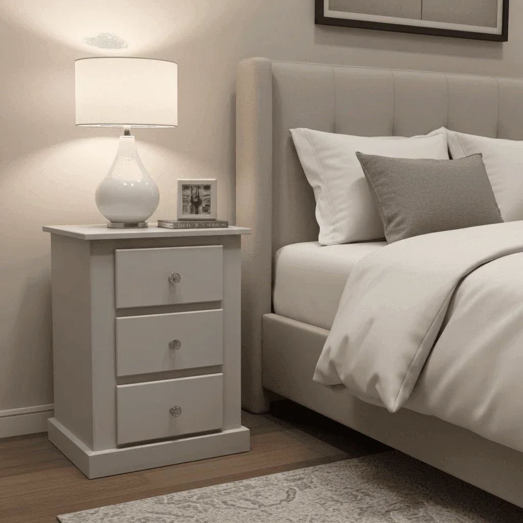 Aylesbury Mid Oak 3 Drawer Bedside Cabinet – Solid FSC-Certified Wood, Assembled