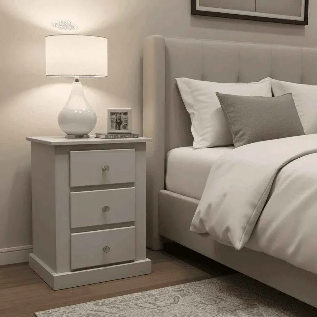 Aylesbury Mid Oak 3 Drawer Bedside Cabinet – Solid FSC-Certified Wood, Assembled