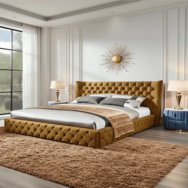 Nero Tufted Upholstered TV Bed with Lift-Up Mechanism