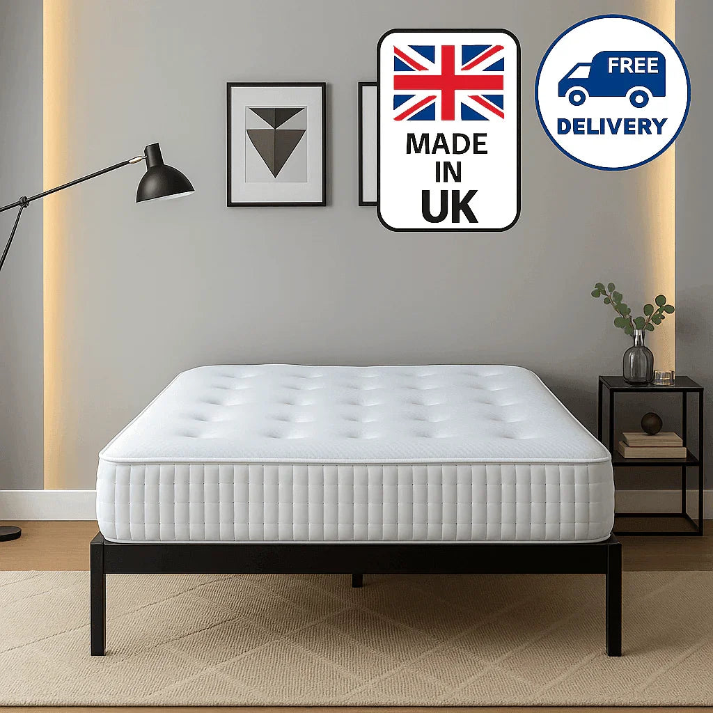 Monarch Titanium Silver Accents Upholstered Bed – Stylish Modern Bed Frame with Metallic Trim