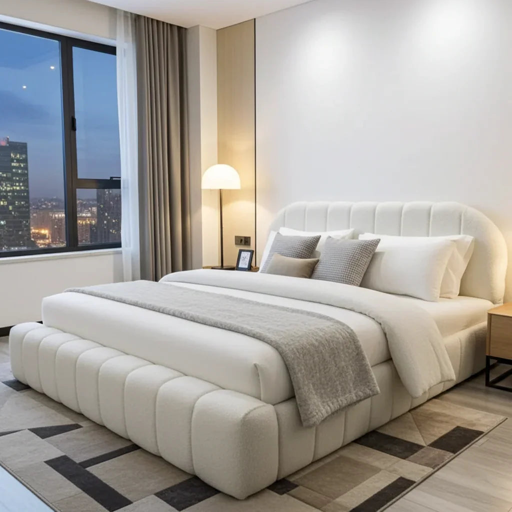 2026 Curve Cloud Bed– Ultra Comfort Upholstered Bed Frame | Luxury Fabric Bed UK