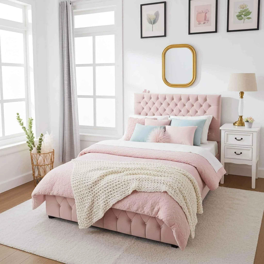 Luxury Arlo Upholstered Kids Bed Frame with Optional Ottoman Storage | UK Beds Direct