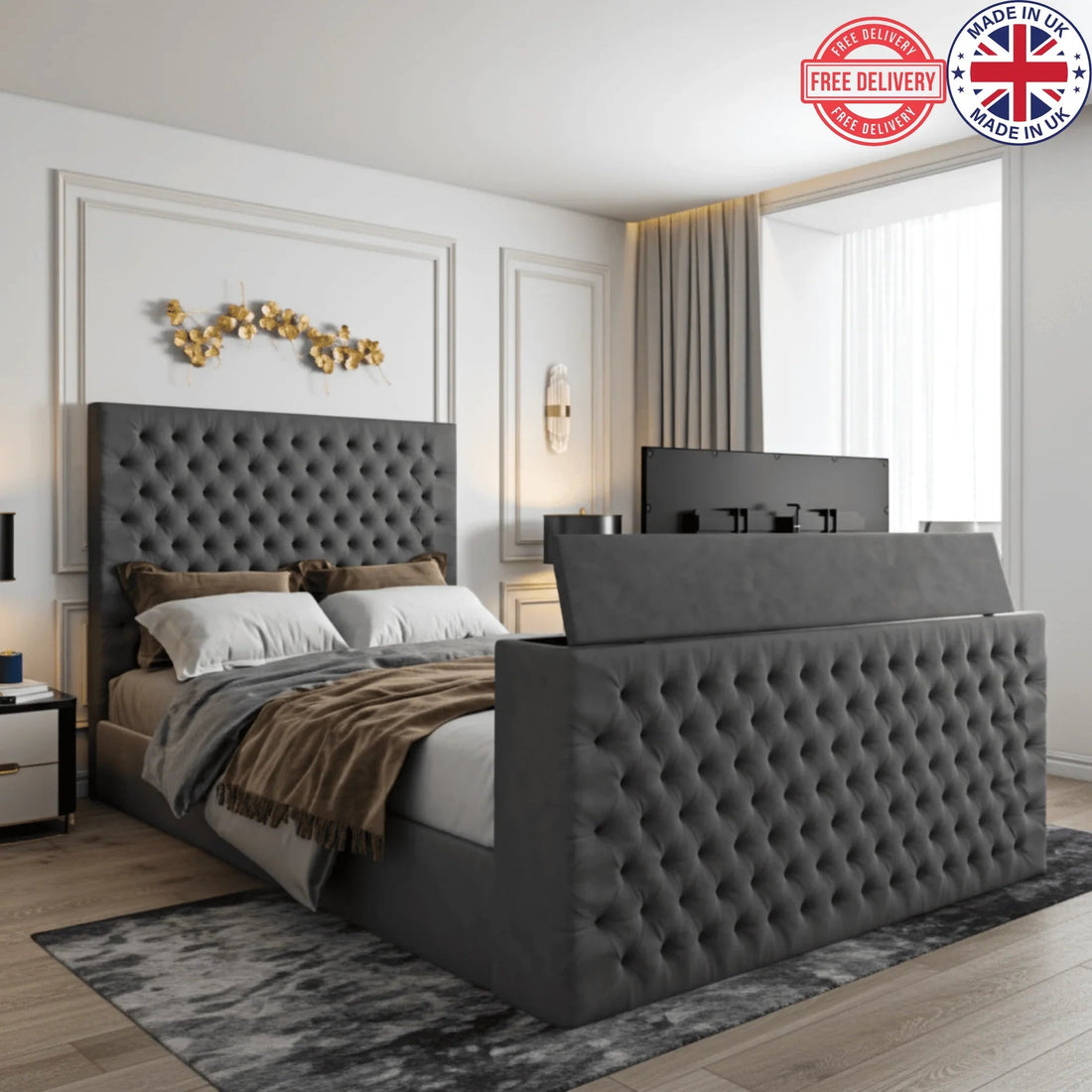 2025 Lines Bumper Bed – Safe & Stylish Comfort | Luxury Fabric Bed UK