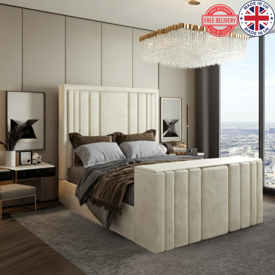 Vienna Wall Panel Bed – Bespoke Upholstered Bed Frame with Installation