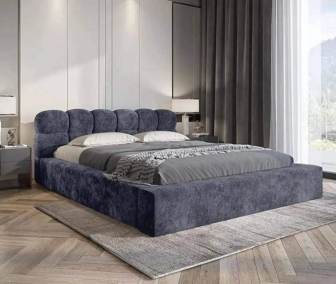 UKBedsDirect 2025 Dreamline Signature Bed – Luxury Upholstered Bed Frame with GoldChrome Accent Trim