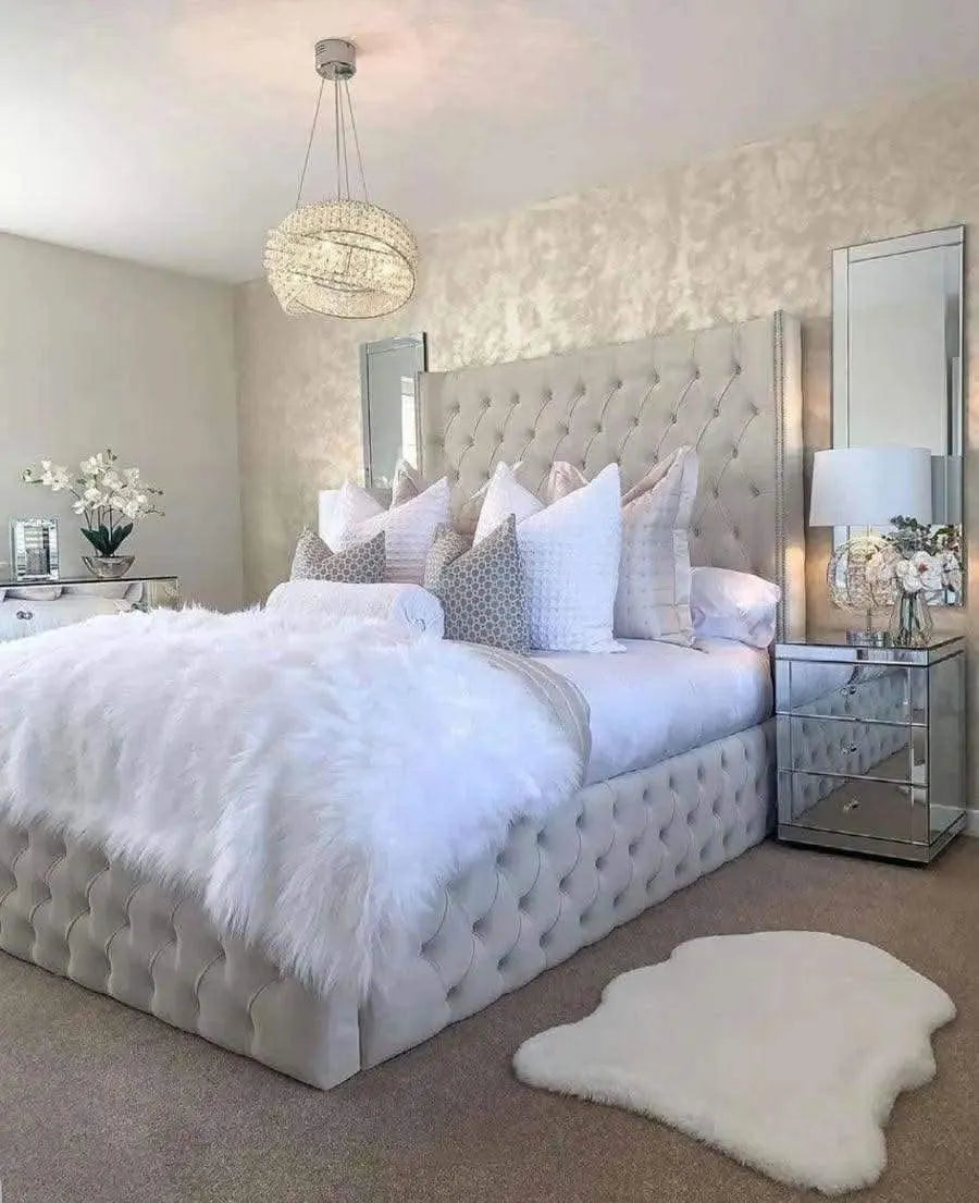 Mirage Royal – Mirrored Upholstered Soft Velvet Bed Frame | Luxury UK Design