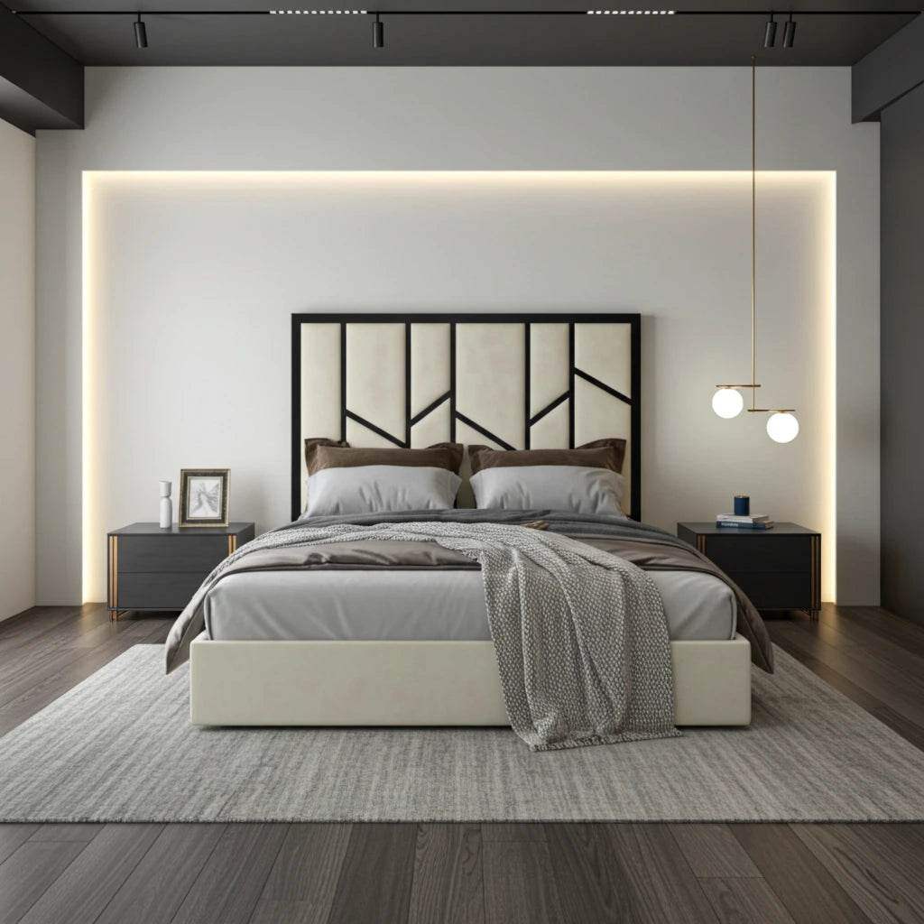 Elora Panel-Lined Upholstered Bed Frame – Modern Fabric Bed | UK Beds Direct - UK Beds Direct ltd