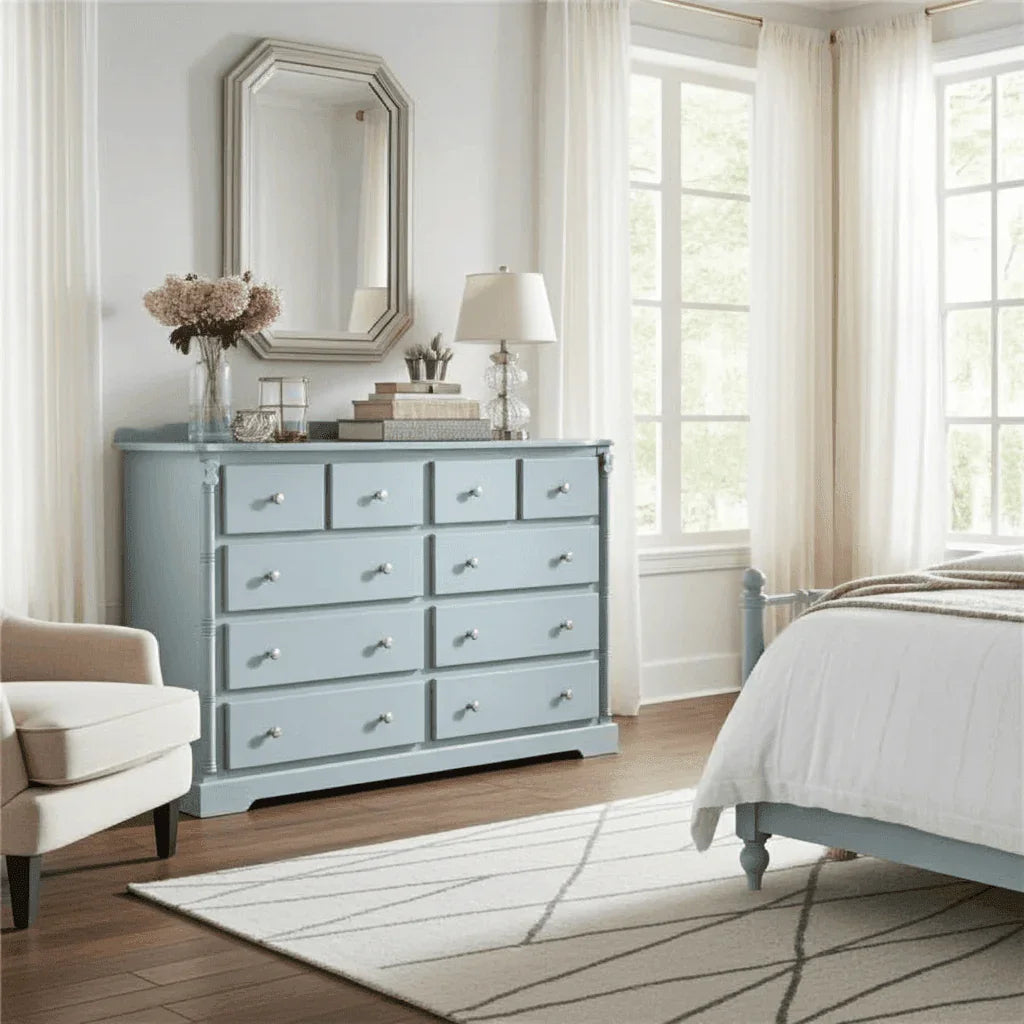 Pine Wooden Wardrobe 6 + 4 Long Chests of Drawers – Stylish & Spacious Drawer Storage - UK Beds Direct ltd