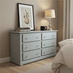 Solid Pine Wooden Wardrobe with 3+3 Drawers – White Wooden Bedroom Storage | UK Beds Direct - UK Beds Direct ltd