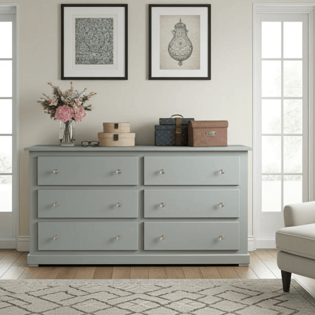 Solid Pine Wooden Wardrobe with 3+3 Drawers – White Wooden Bedroom Storage | UK Beds Direct - UK Beds Direct ltd