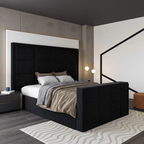 Nero Tufted Upholstered TV Bed in Black with Integrated TV Lift – UK Beds Direct