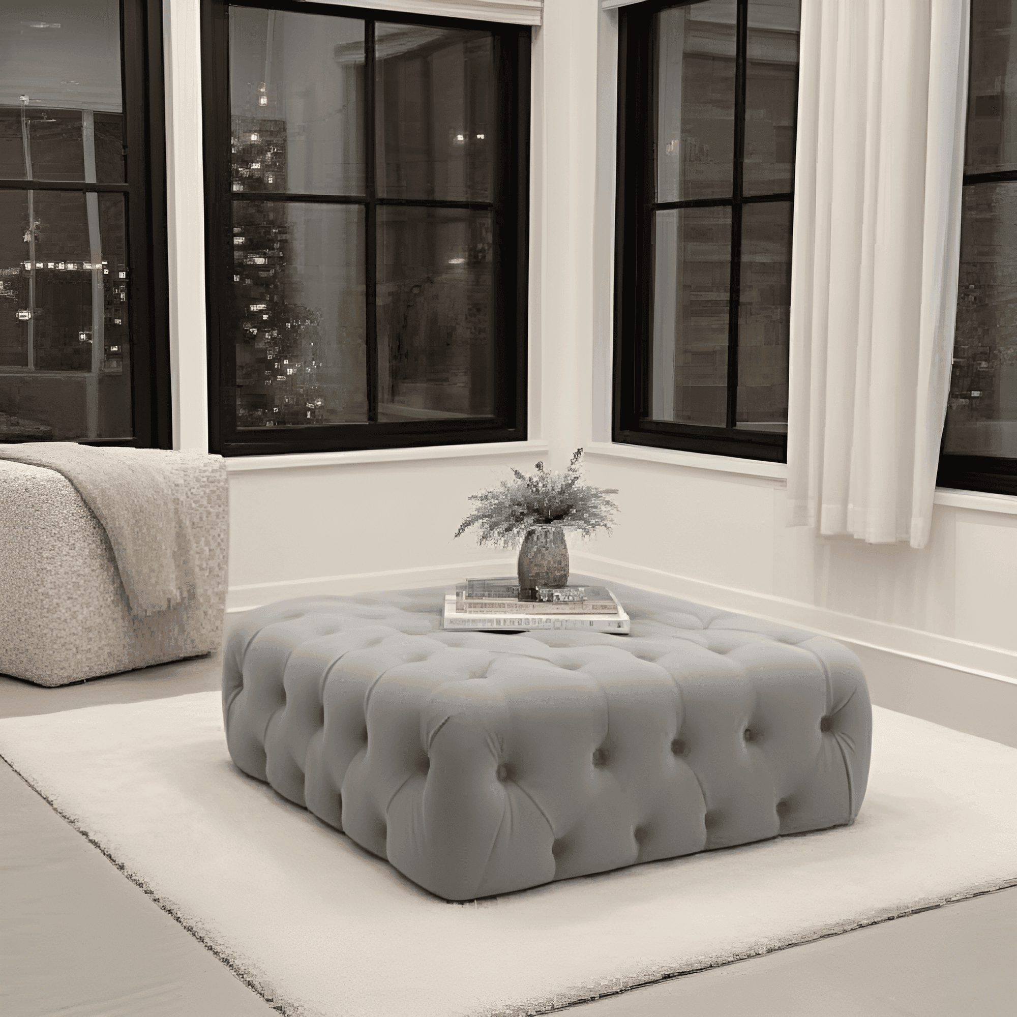 Monaco One: UK Upholstered buttoned stool - UK Beds Direct ltd