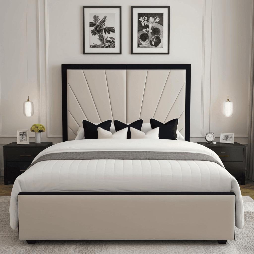 Sunrise Bed Frame – Handmade UK Bed with Floor-Standing Headboard - UK Beds Direct ltd
