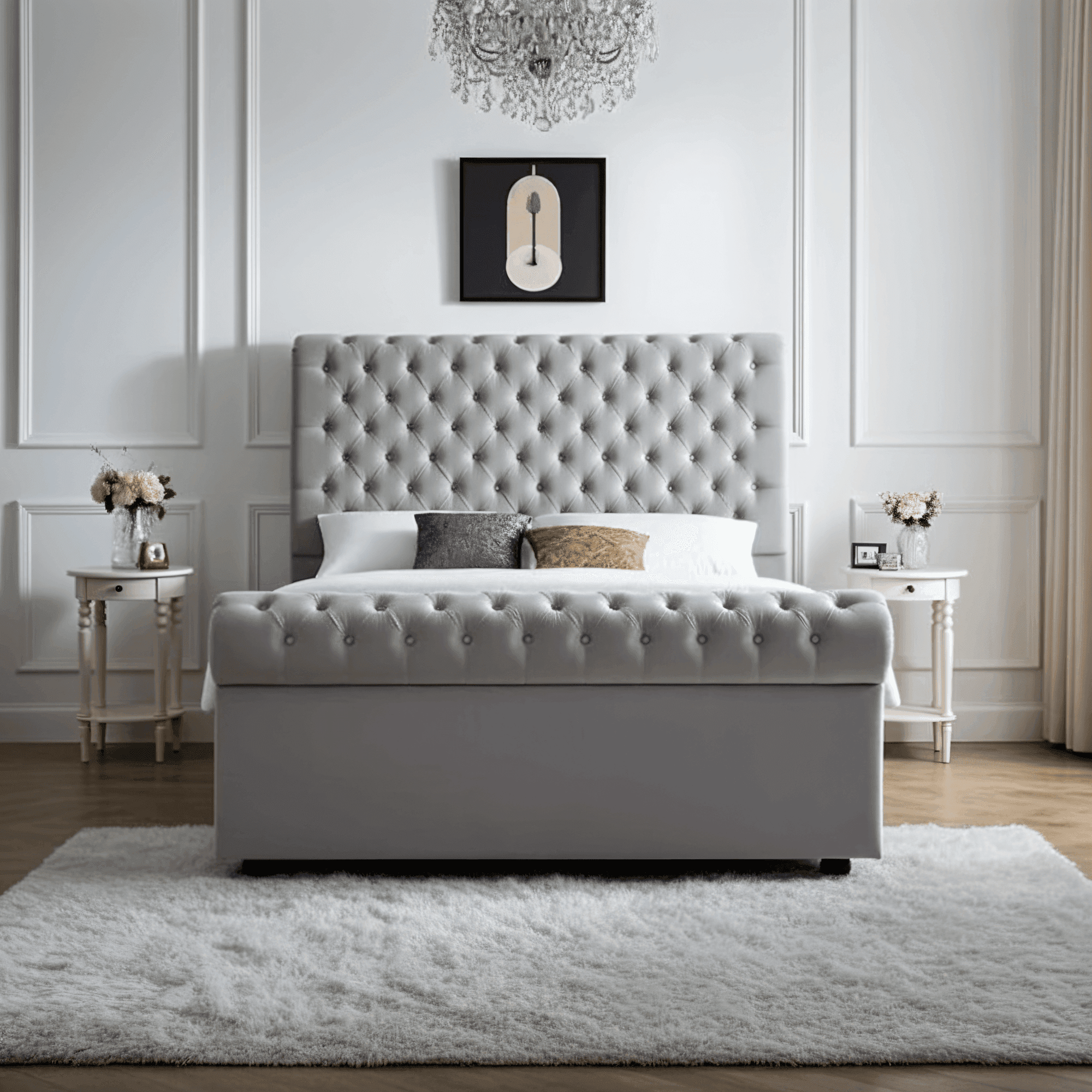 Traditional Sleigh Bed Frame – Chesterfield Design - UK Beds Direct ltd