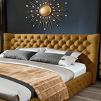 Madeline Wingback Bed – Curved Floor-Standing Upholstered Bed - UK Beds Direct ltd