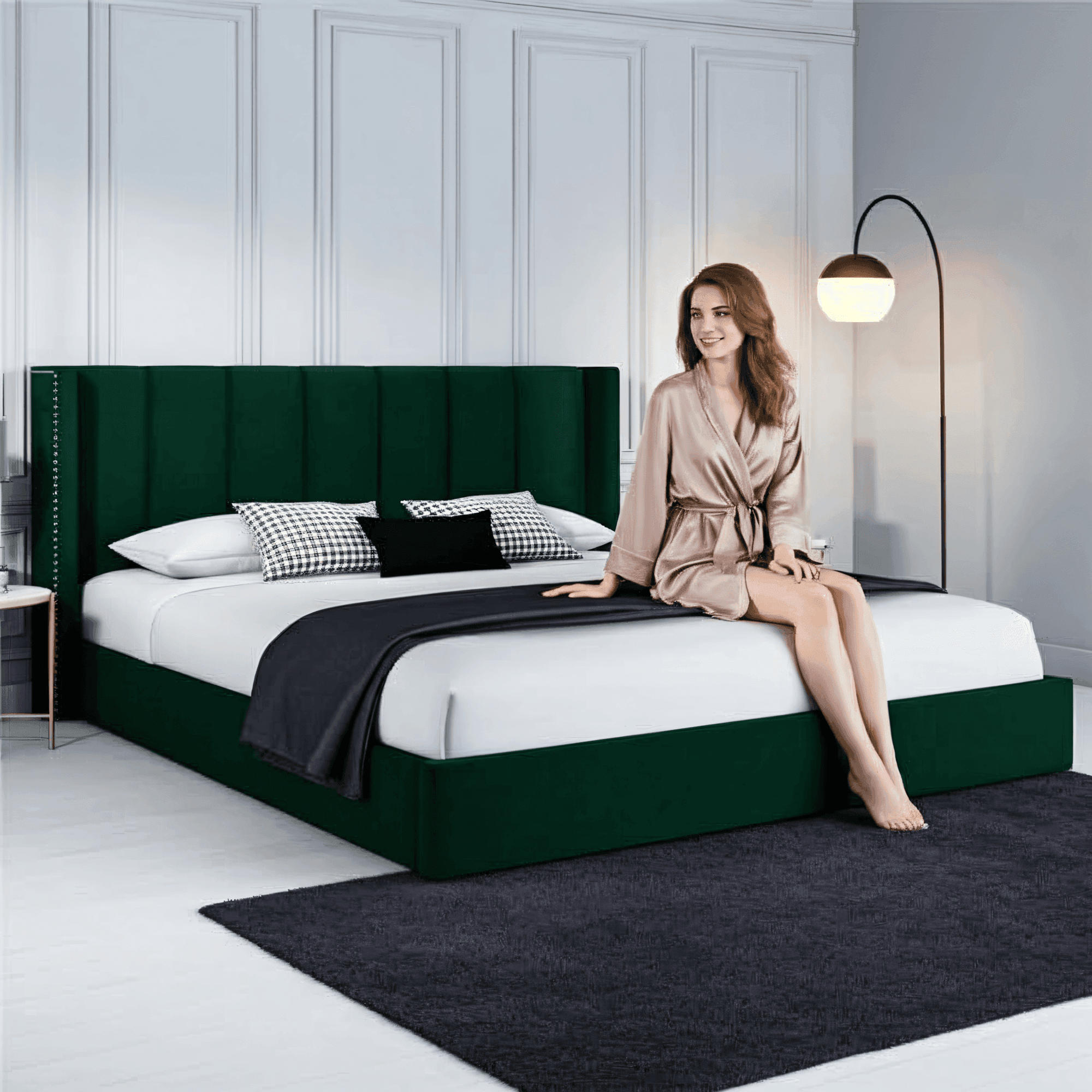 Francis Wingback Bed Frame – Chesterfield Upholstered Wingback Bed - UK Beds Direct ltd