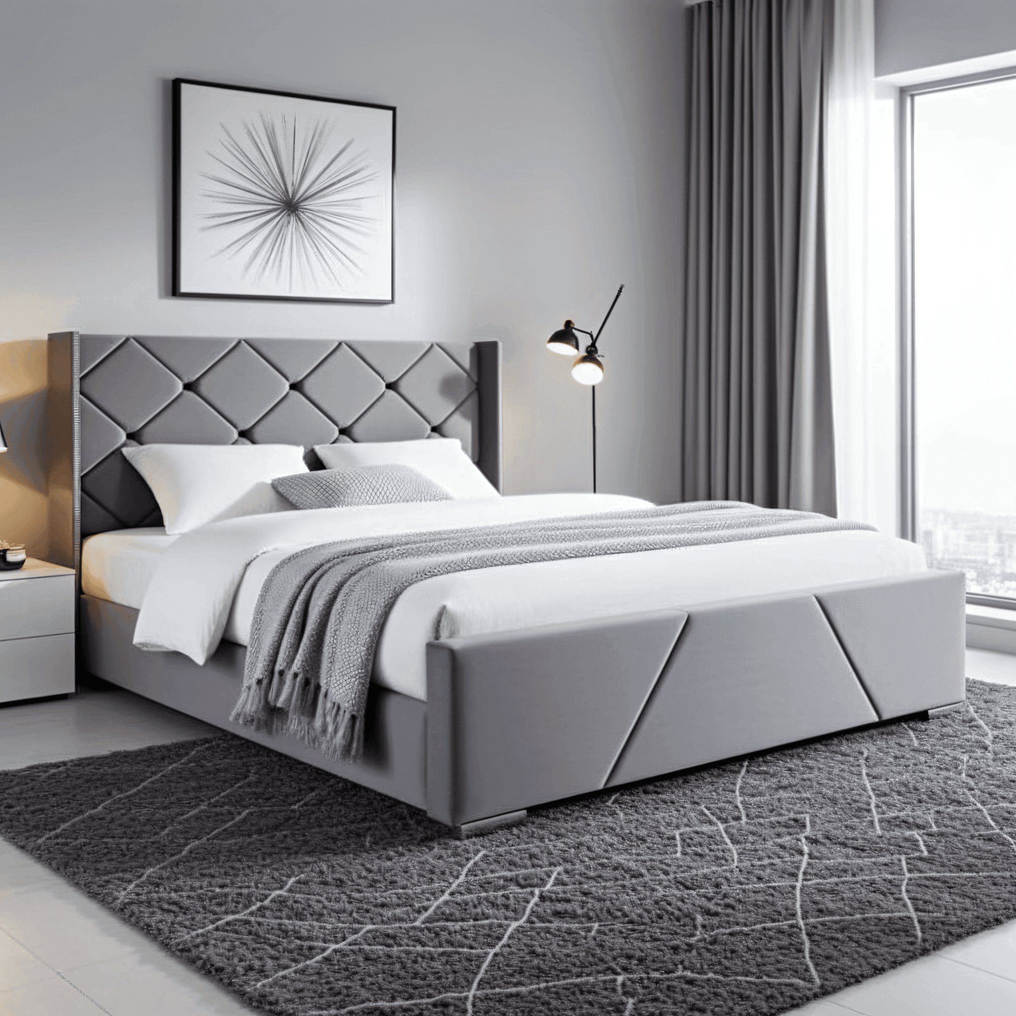 The Elvin Wingback Bed Frame – Studded Velvet Bed - UK Beds Direct ltd