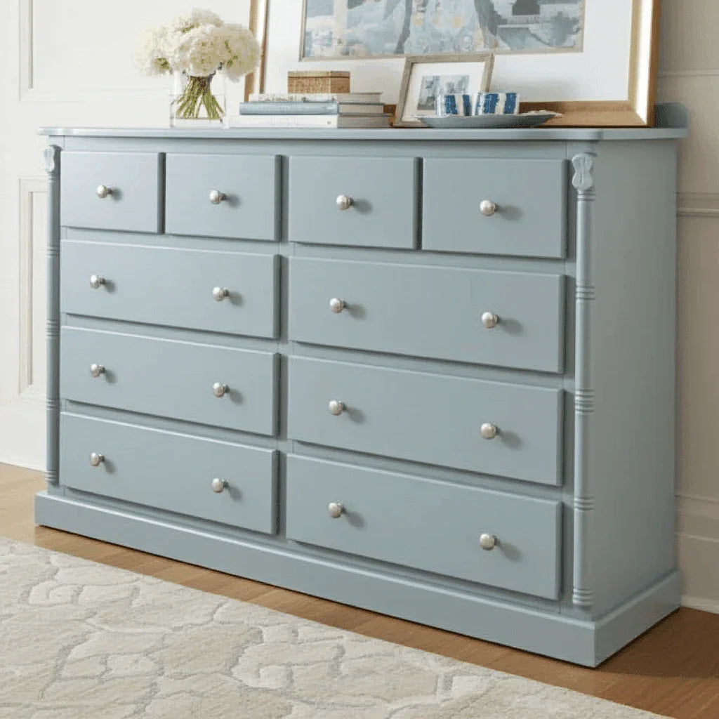 Pine Wooden Wardrobe 6 + 4 Long Chests of Drawers – Stylish & Spacious Drawer Storage - UK Beds Direct ltd