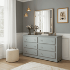 Solid Pine Wooden Wardrobe with 3+3 Drawers – White Wooden Bedroom Storage | UK Beds Direct - UK Beds Direct ltd