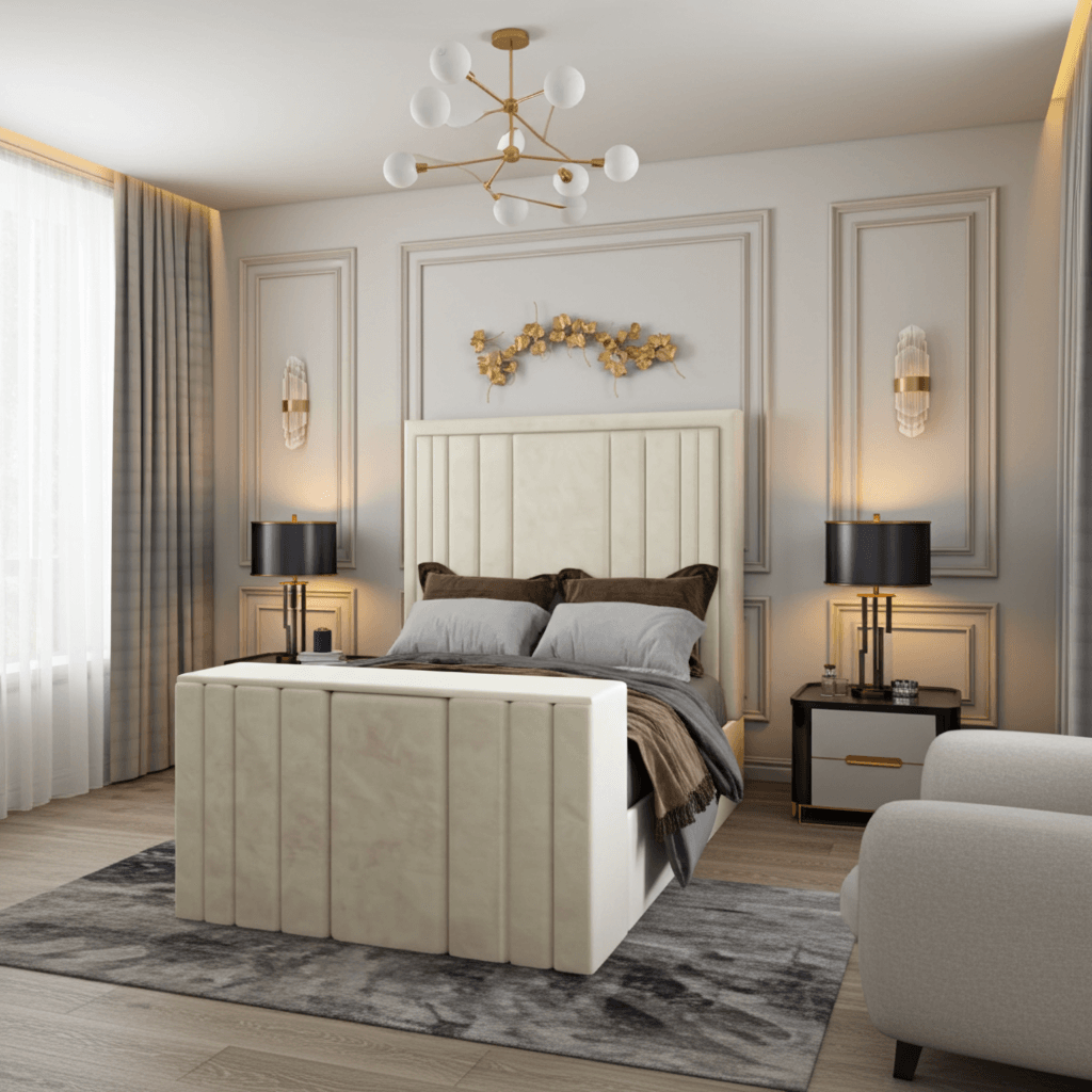 Rayna Panel Lined Tv Bed - UK Beds Direct ltd