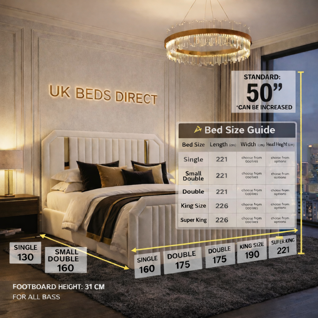 UKBedsDirect 2026 Dreamline Signature Bed – Luxury Upholstered Bed Frame with Gold/Chrome Accent Trim