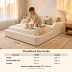 CloudNest Kids Bed – Bouclé Curved Bed Frame