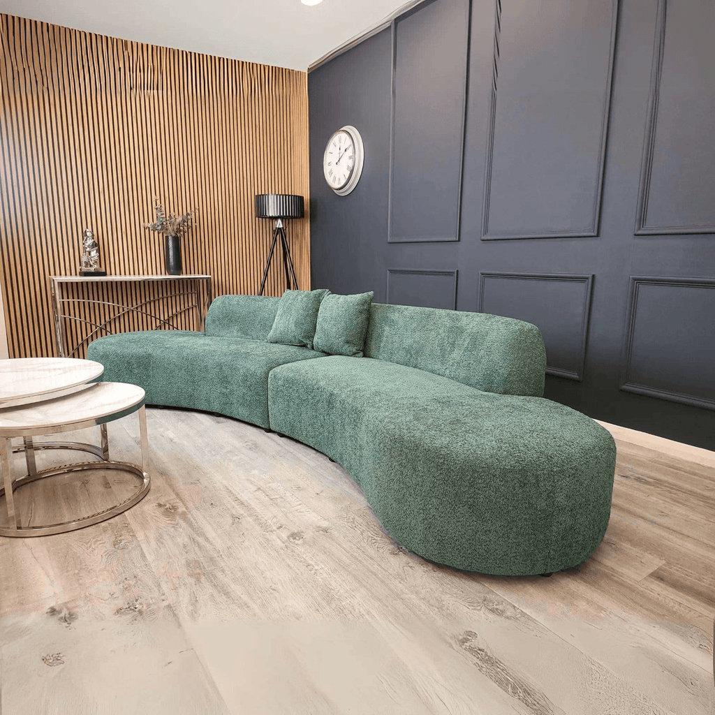 Miami Curved Cinema Boucle Sofa - UK Beds Direct ltd