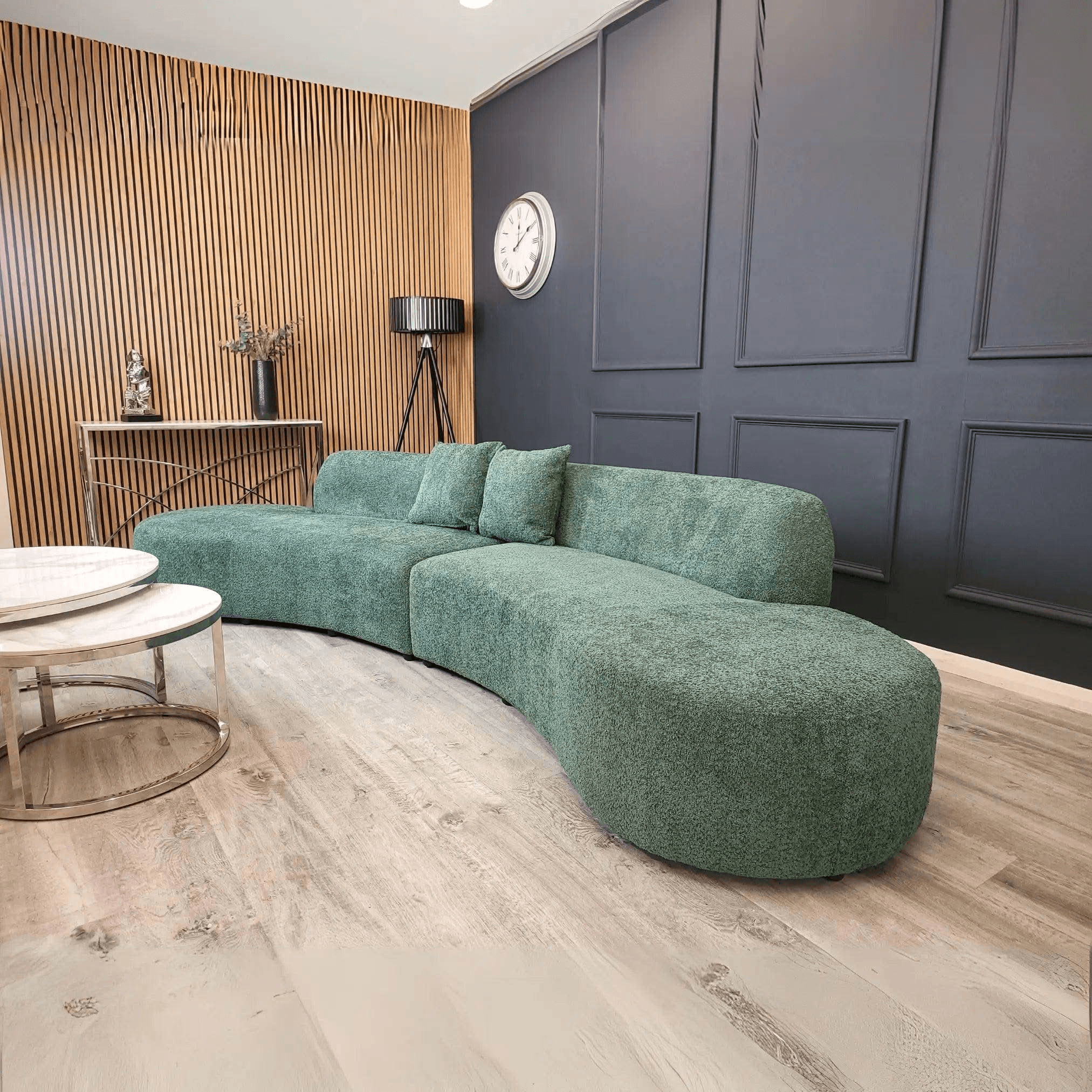 Miami Curved Cinema Boucle Sofa - UK Beds Direct ltd