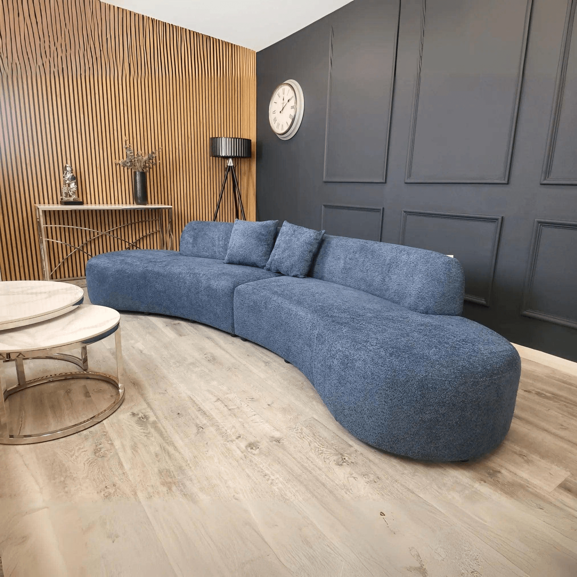 Miami Curved Cinema Boucle Sofa - UK Beds Direct ltd