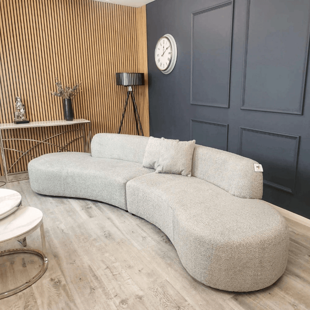 Miami Curved Cinema Boucle Sofa - UK Beds Direct ltd