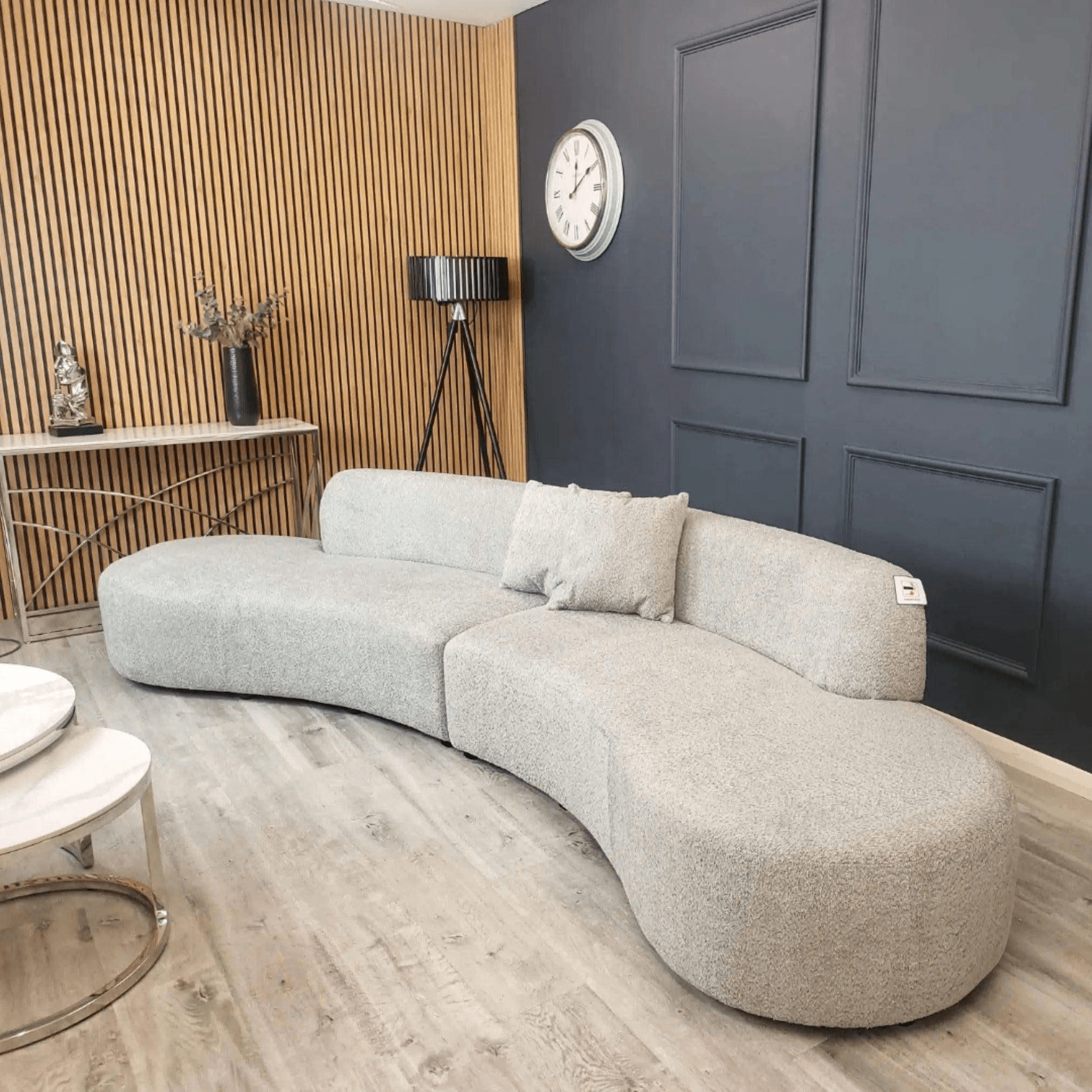 Miami Curved Cinema Boucle Sofa - UK Beds Direct ltd