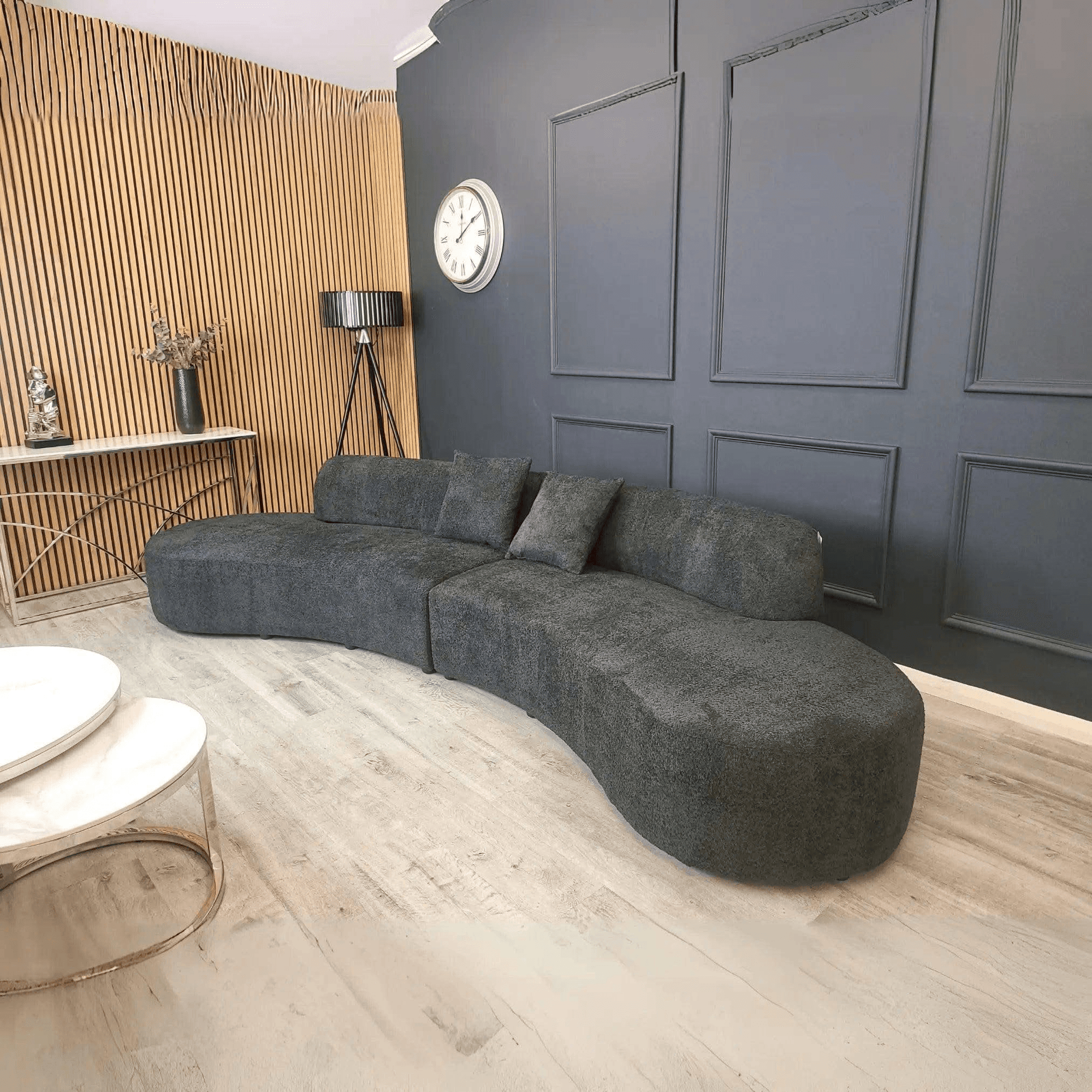 Miami Curved Cinema Boucle Sofa - UK Beds Direct ltd