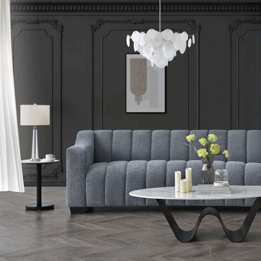 Aluxo Astoria 3 Seater Sofa in Iron Boucle Fabric - UK Beds Direct ltd