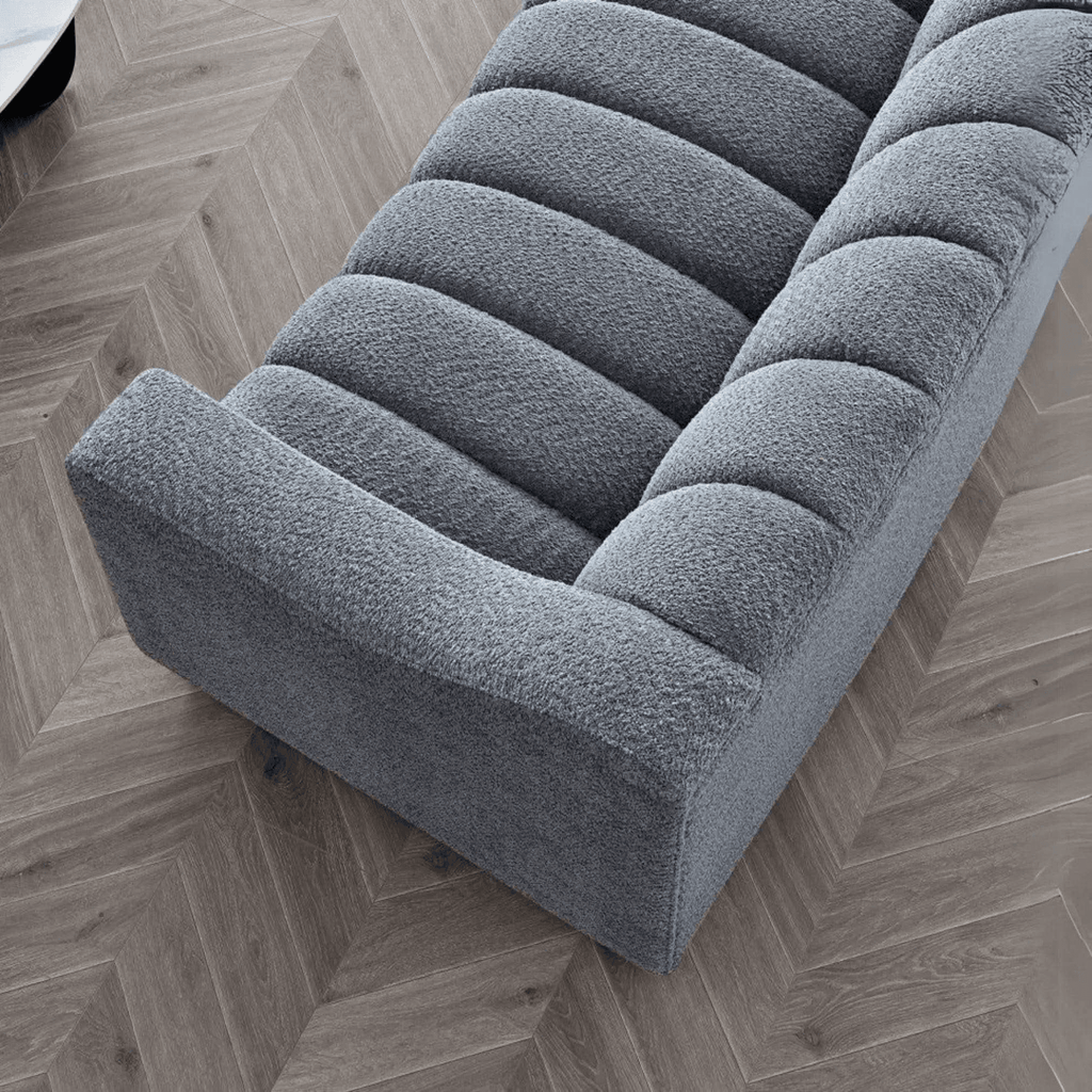 Aluxo Astoria 3 Seater Sofa in Iron Boucle Fabric - UK Beds Direct ltd