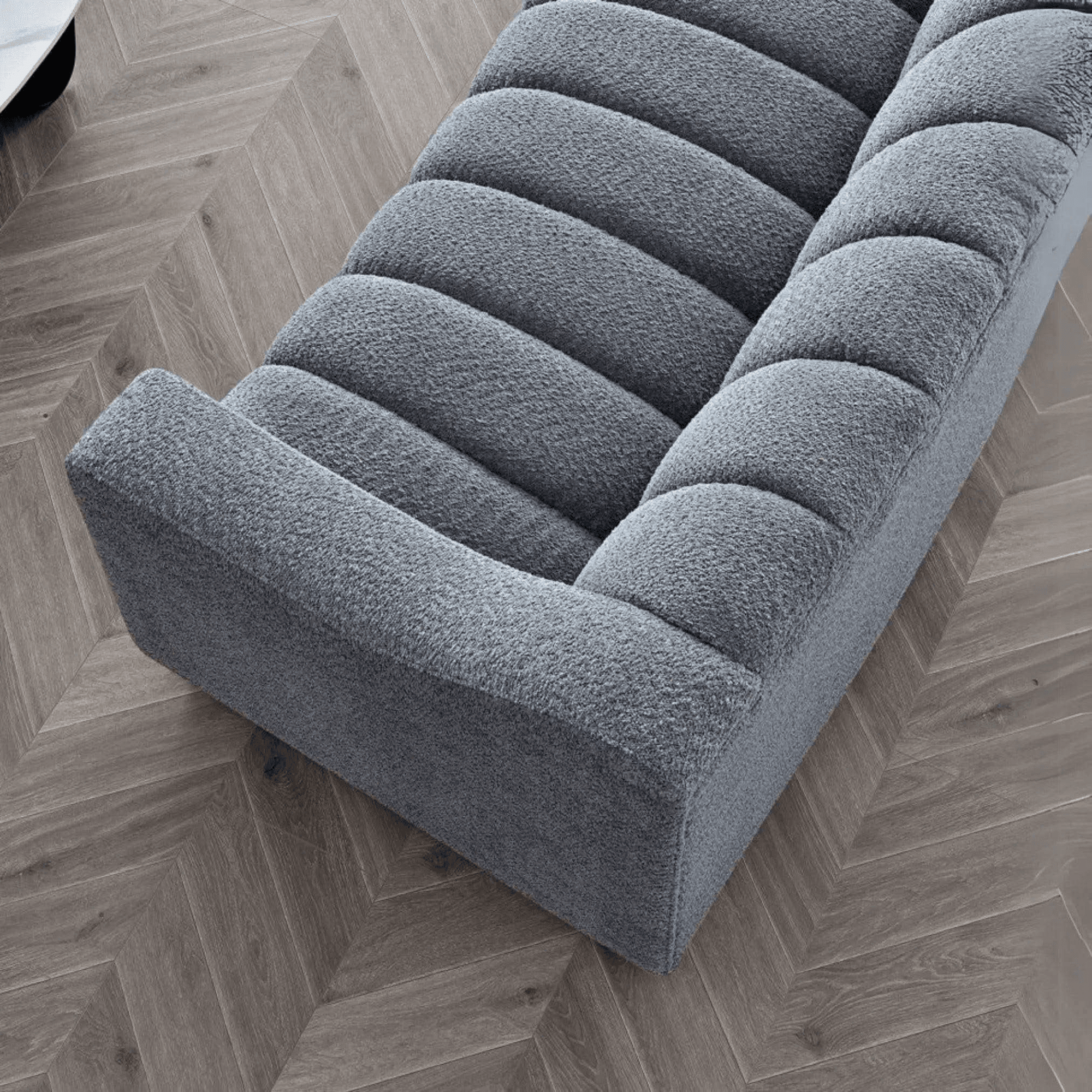 Aluxo Astoria 3 Seater Sofa in Iron Boucle Fabric - UK Beds Direct ltd