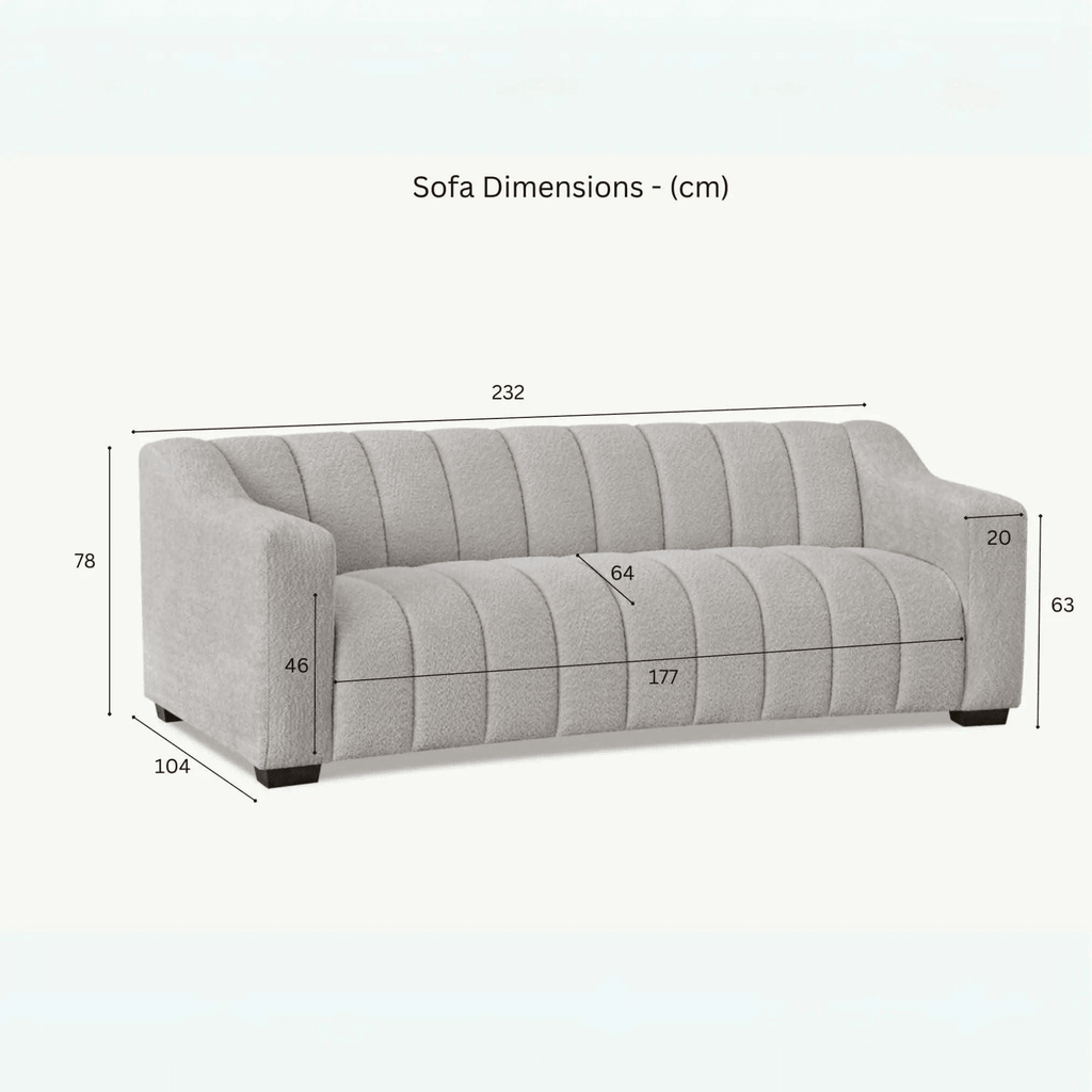 Aluxo Astoria 3 Seater Sofa in Iron Boucle Fabric - UK Beds Direct ltd