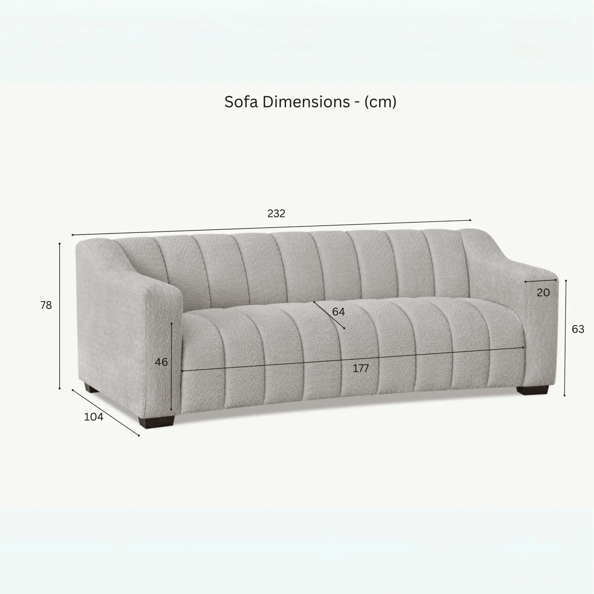 Aluxo Astoria 3 Seater Sofa in Iron Boucle Fabric - UK Beds Direct ltd