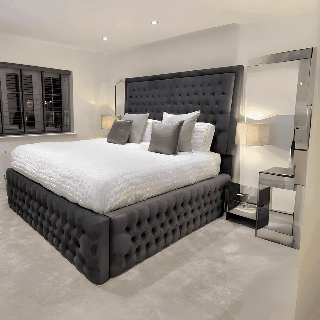 Alexandra 'High Base' Ambassador Bed Frame UK – Luxury Upholstered Bed | UK Beds Direct - UK Beds Direct ltd