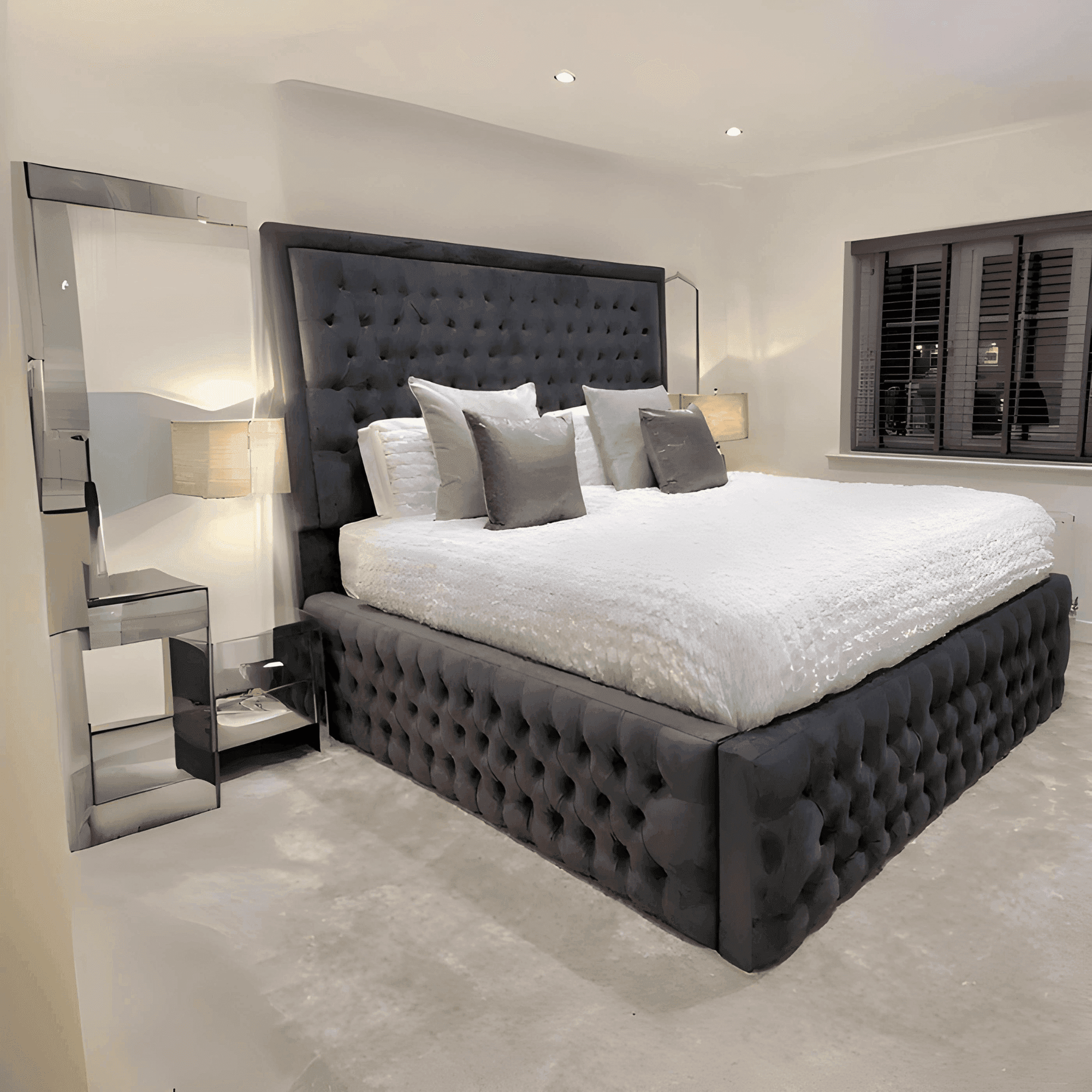 Alexandra 'High Base' Ambassador Bed Frame UK – Luxury Upholstered Bed | UK Beds Direct - UK Beds Direct ltd