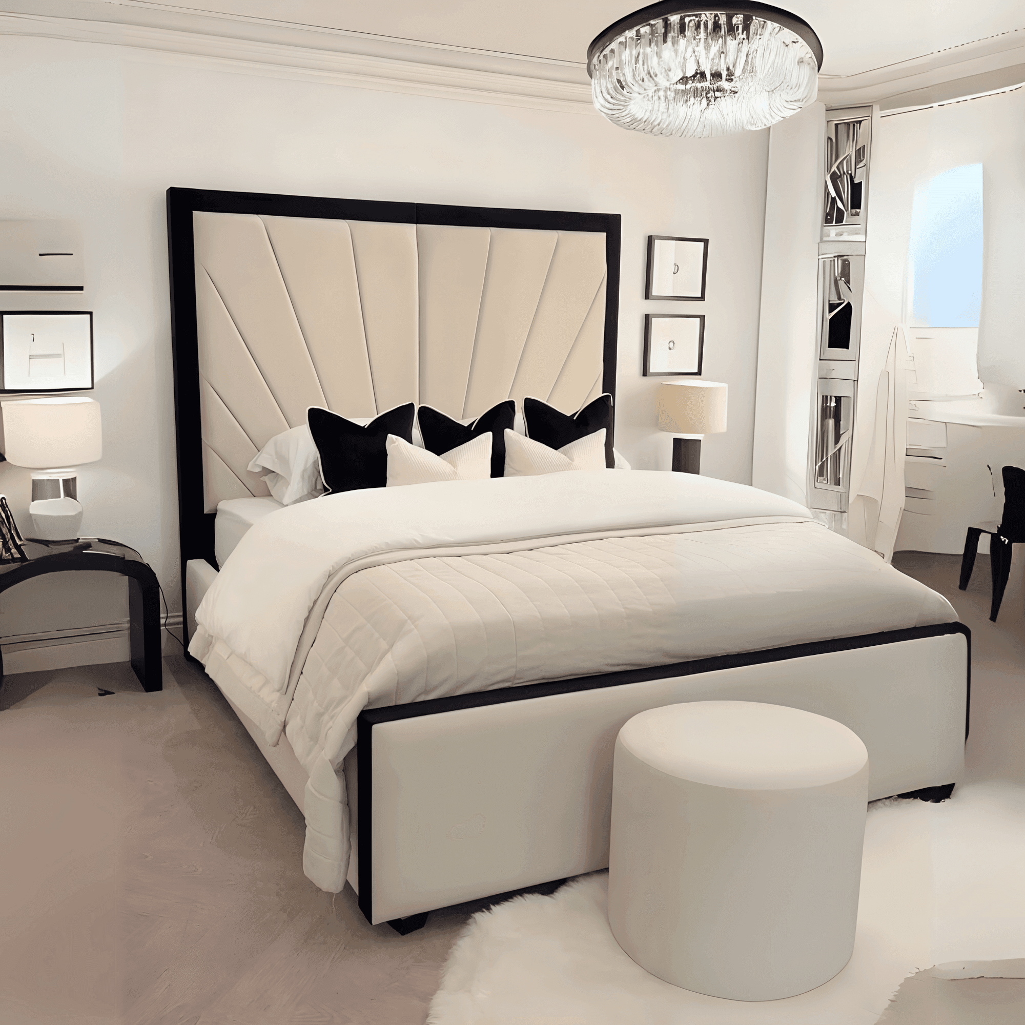 Sunrise Bed Frame – Handmade UK Bed with Floor-Standing Headboard - UK Beds Direct ltd