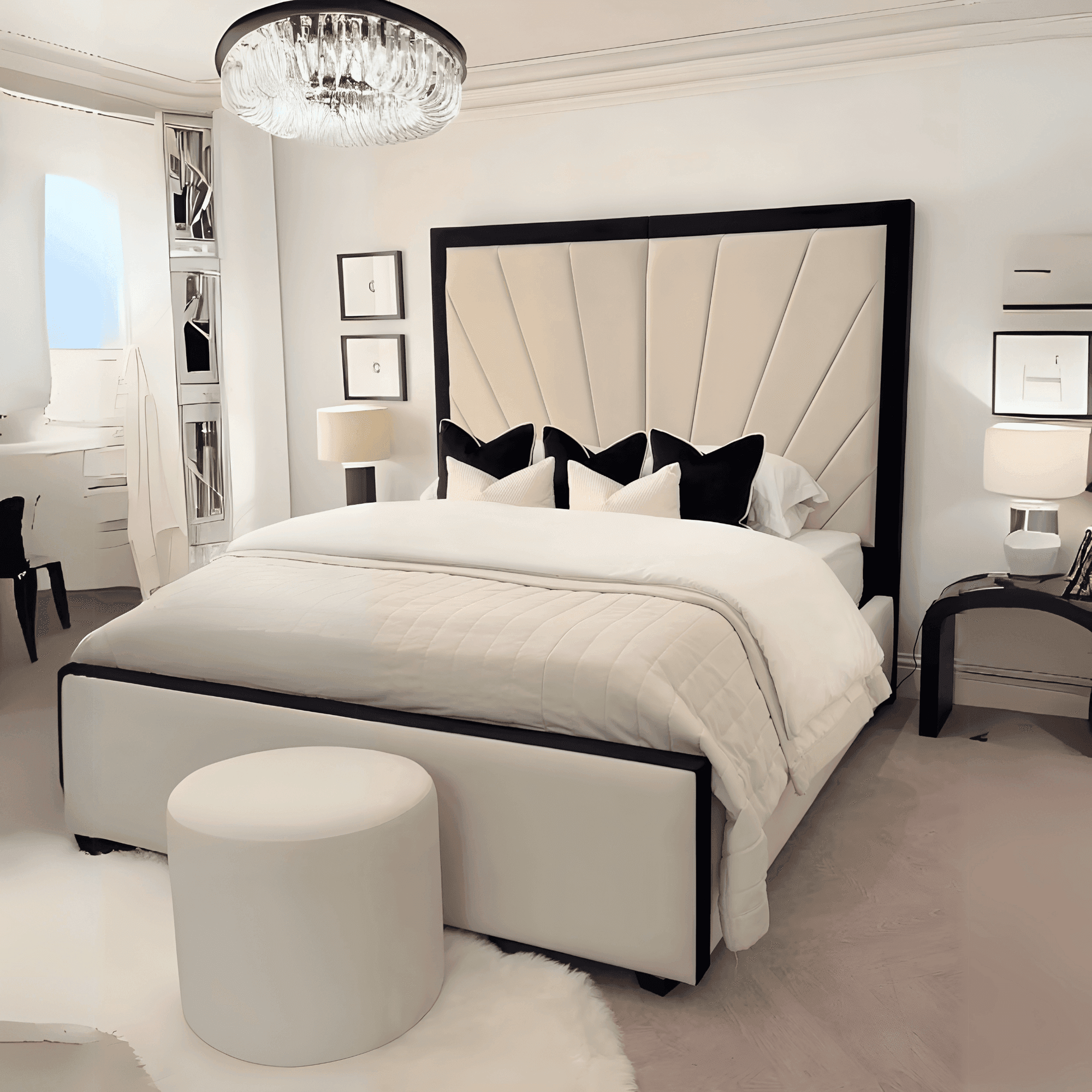 Sunrise Bed Frame – Handmade UK Bed with Floor-Standing Headboard - UK Beds Direct ltd