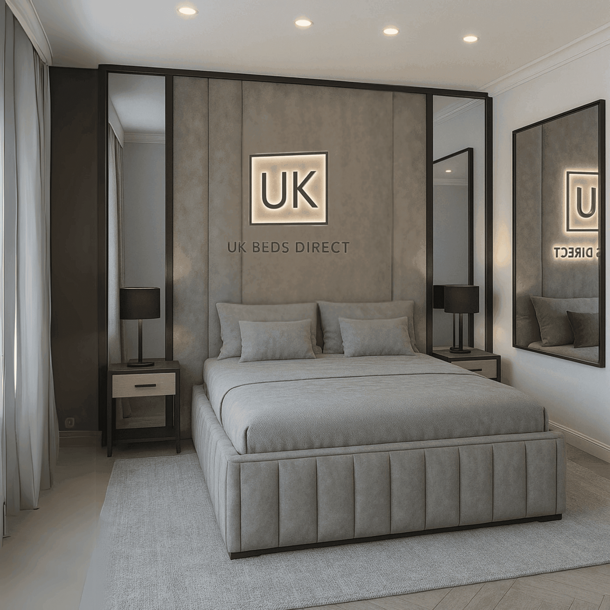 The Lumina Panel Bed with Mirror Accents: Luxury, Space & Style Combined - UK Beds Direct ltd