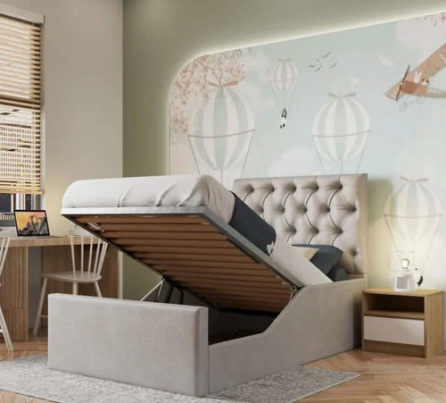 Carlos Kids Ottoman Bed With Safety Rail - UK Beds Direct ltd
