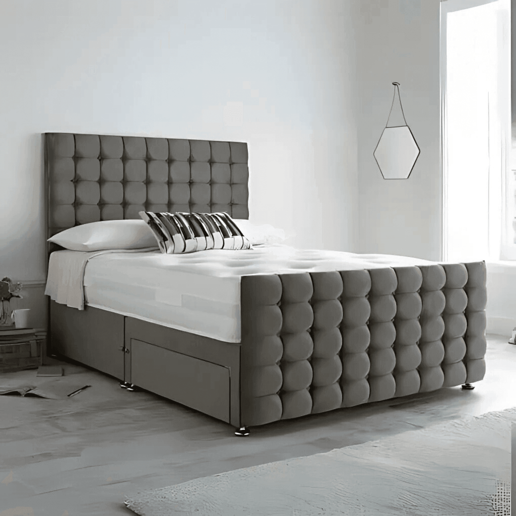 Monaco Divan Bed-Tailored Finish with Matching Headboard - UK Beds Direct ltd