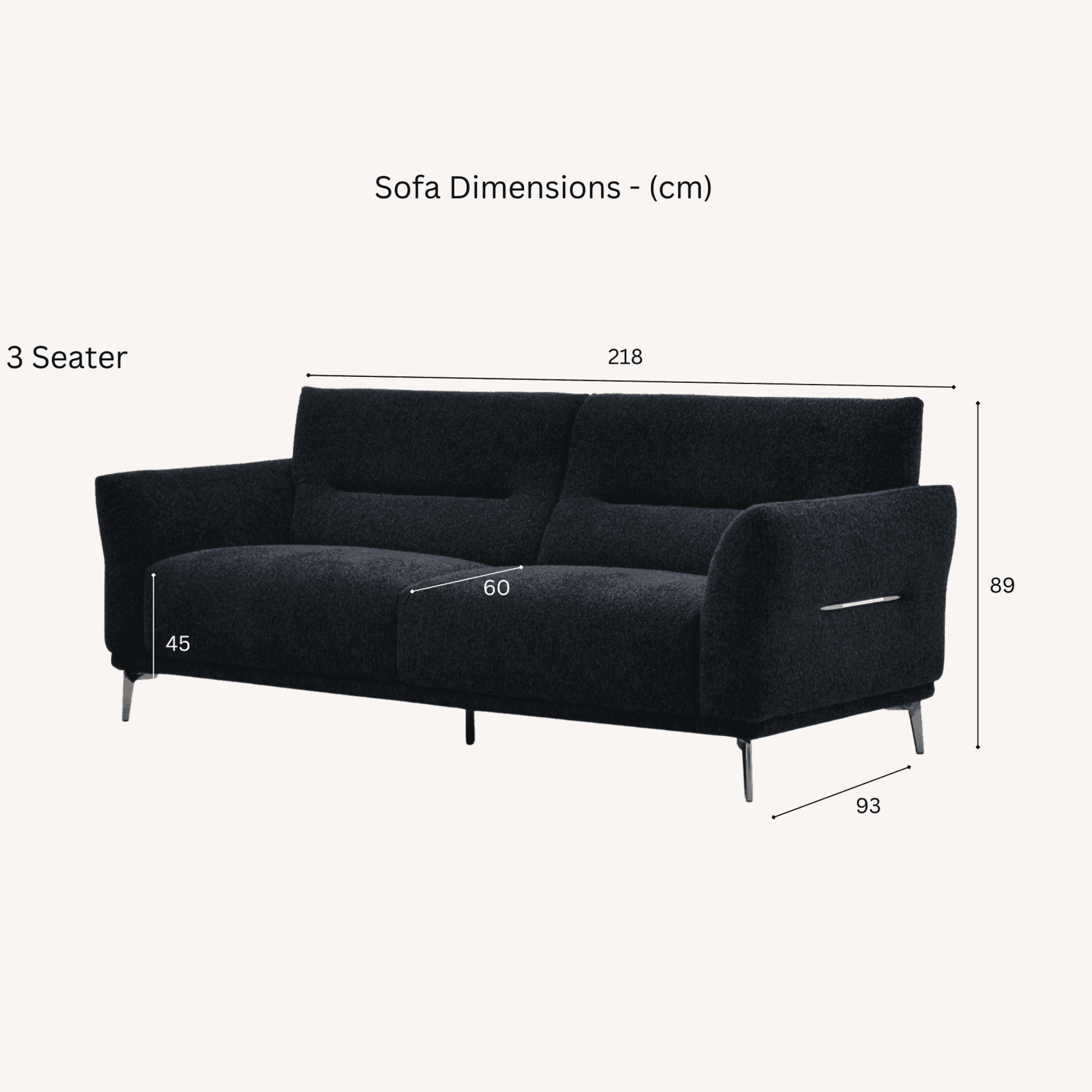 Aluxo Albany Sofa Range in Black Lux Boucle Fabric - UK Beds Direct ltd
