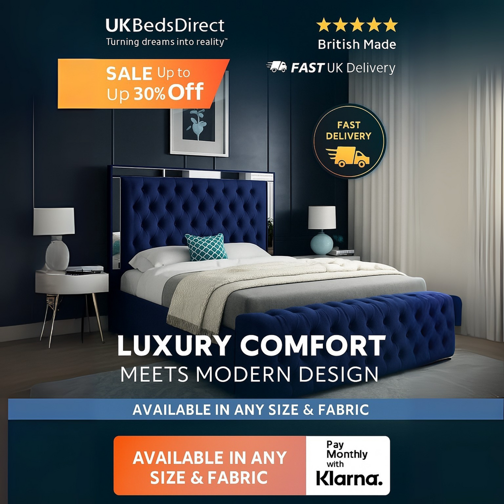 Mirage Royal – Mirrored Upholstered Soft Velvet Bed Frame | Luxury UK Design