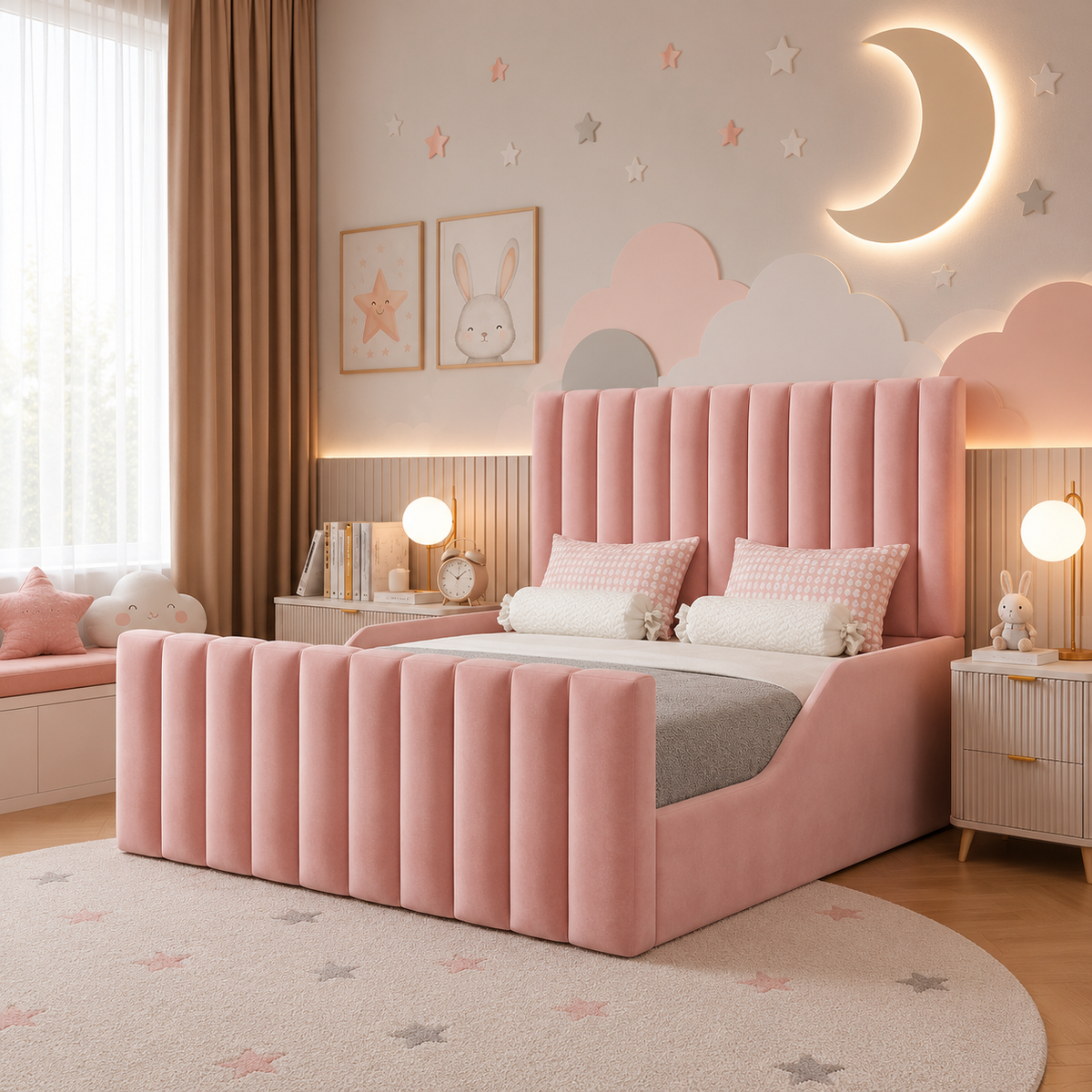Bumblebee Kids Luxury Bed Frame, opposite angle – room visualisation