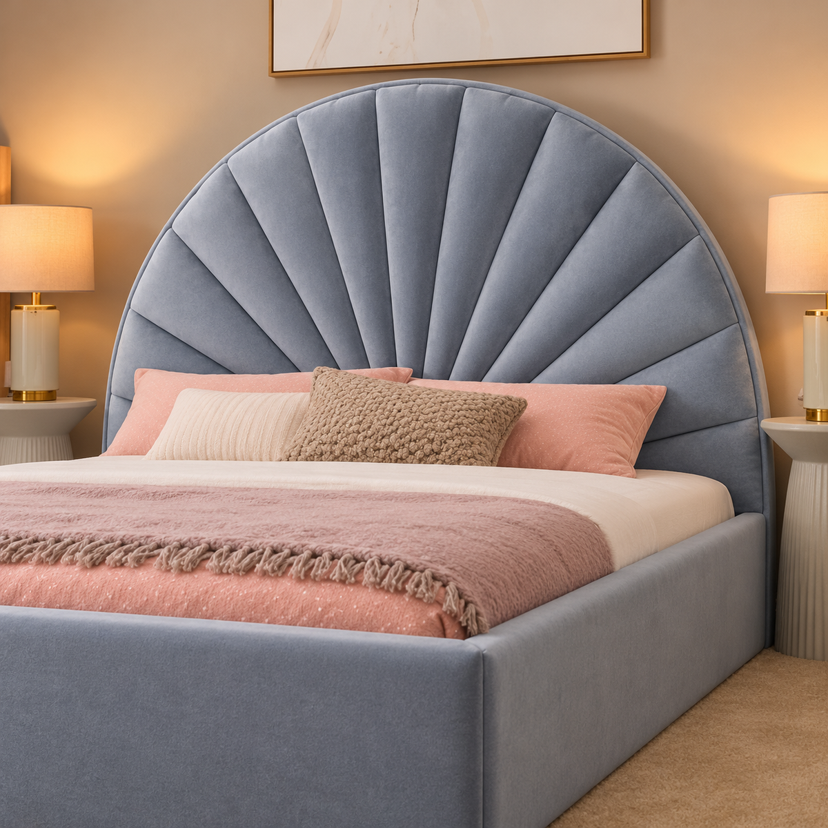 Buttercup Kids Upholstered Bed Frame, headboard detail – room visualisation